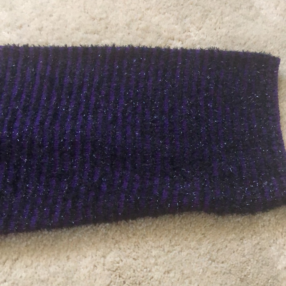 NEW! Ruby Rd. Woman dark purple and black embellished 3/4 sleeve sweater - Picture 8 of 16